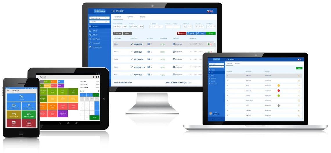 Pokladní systém miniPOS = Android aplikace + Webová správa + Cloud server, www.miniPOS.cz