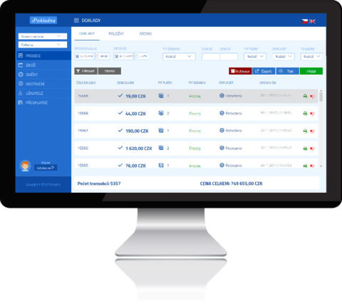 Webová administrace iPokladna pro pokladnu miniPOS, www.miniPOS.cz